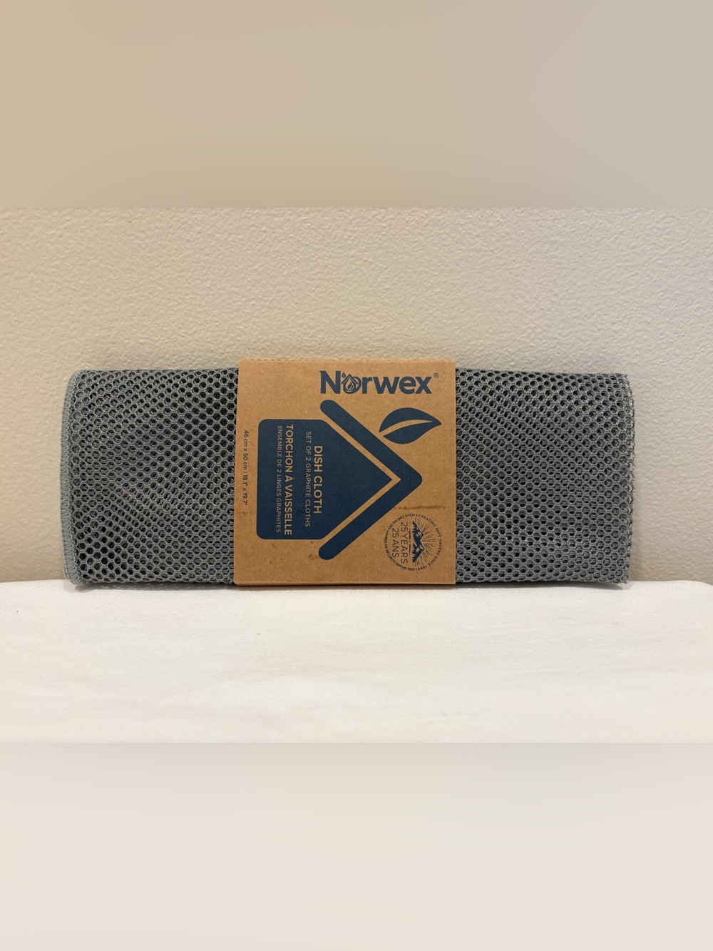 Norwex Dish Cloth Set of 2 Graphite Netted Microfiber 25th Anniversary NWT